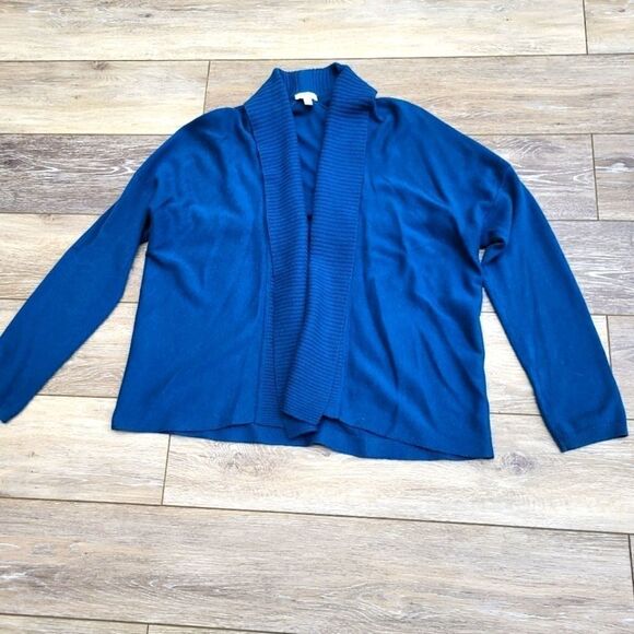 Talbots s/p dark teal cardigan ribbed edge - Picture 1 of 8